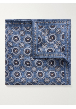 Brunello Cucinelli - Printed Silk Pocket Square - Men - Blue