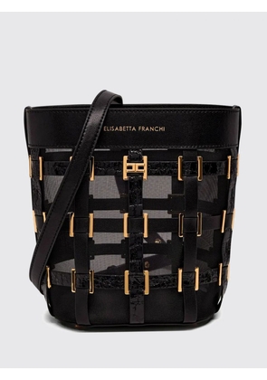 ELISABETTA FRANCHI Mesh Bucket Bag with Embroidery and Internal Pouch