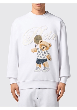 PHILIPP PLEIN Cotton Crewneck Sweatshirt with Teddy Bear Print and Embroidery