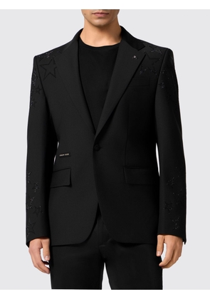 PHILIPP PLEIN Single-Breasted Wool-Blend Blazer with Star Embroidery and Rhinestones