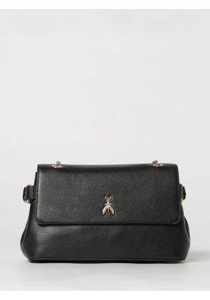 PATRIZIA PEPE Flared Smooth Leather Shoulder Bag with Sliding Chain Handle