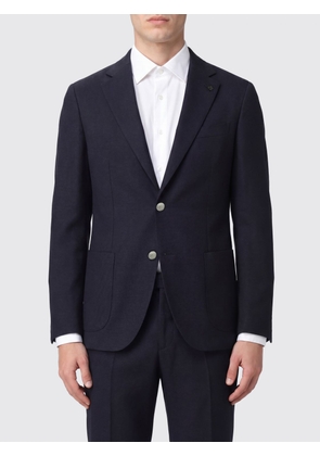 LARDINI Single-Breasted Blazer in Virgin Wool Blend with Peak Lapels