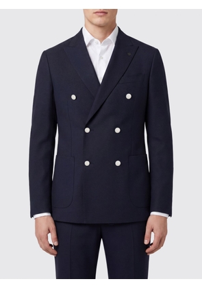 LARDINI Double-Breasted Blazer in Virgin Wool Blend with Peak Lapels