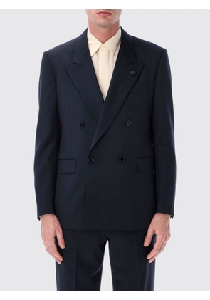 LARDINI Double-Breasted Blazer in Pure Virgin Wool with Peak Lapels