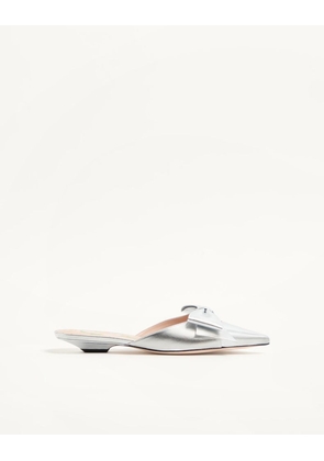 Valentino Garavani Bowow Mule In Laminated Nappa 20mm Woman SILVER 36.5