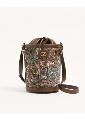 Valentino Garavani Valentino Garavani Antibes Medium Bucket Bag in Après L'Hiver Jacquard Fabric Woman MULTICOLOUR/TOBACCO UNI