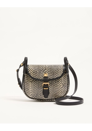 Valentino Garavani Valentino Garavani Flâneuse Small Cobra Print Elaphe Shoulder Bag Woman IVORY/BLACK UNI