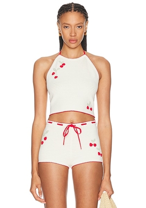 LoveShackFancy Avanyah Top in Cherry Sail - Red. Size L (also in XS, S, M).