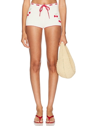 LoveShackFancy Nandie Short in Cherry Sail - White. Size L (also in XS, S, M).
