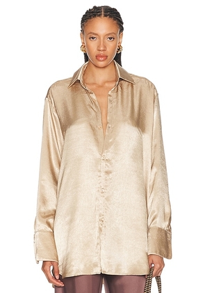 Ludovic de Saint Sernin Go To Button Down Top in Gold - Metallic Gold. Size S (also in XS, M, L).