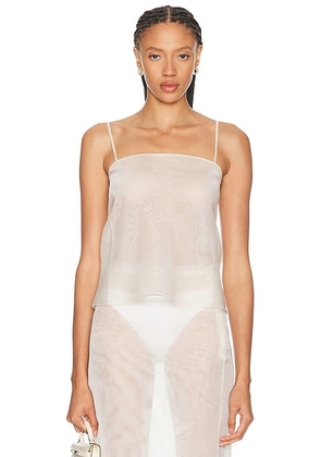RENGGLI Organza Cami Top in Crepe - White. Size XL (also in XS, S, M, L, XXL).