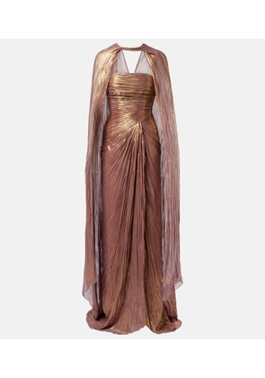 Marmar Halim Caped pleated bustier gown