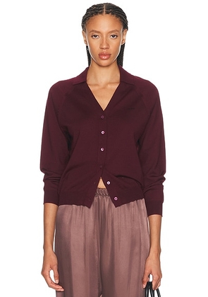Miu Miu Wool F.14 Cardigan in Amaranto & Nero - Burgundy. Size 40 (also in 38, 42).