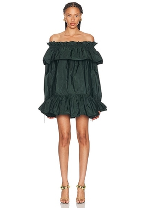 Saint Laurent Ruffled Dress in Vert Fonce - Green. Size 38 (also in 36, 40).