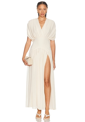 NICHOLAS Giana Deep Plunge Dress in Ecru - Cream. Size 4 (also in 6, 8).