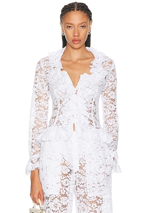Ludovic de Saint Sernin Ruffle Blouse in White - White. Size L (also in M).