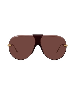 Loewe Slim Sunglasses in Shiny Endura Gold & Bordeaux - Burgundy. Size all.