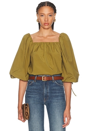 Saint Laurent Cropped Blouse in Mousse - Green. Size 40 (also in 36, 38, 42).