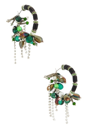 Dries Van Noten Draped Hoop Earrings in Black - Black. Size all.