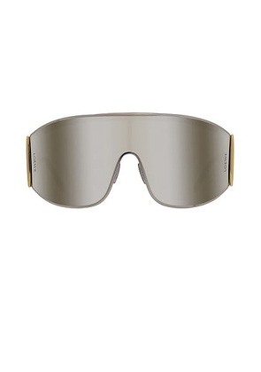 Loewe Signature Sunglasses in Shiny Palladium & Smoke Mirror - Metallic Silver. Size all.