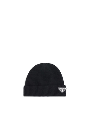 Prada Black Wool Oves Aries Beanie - L