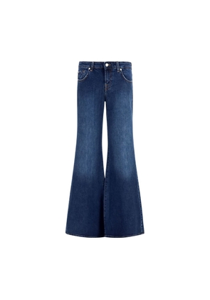 7FOR Blue Cotton Flared Jeans - W24