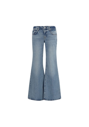 7FOR Blue Cotton Flared Jeans - W24
