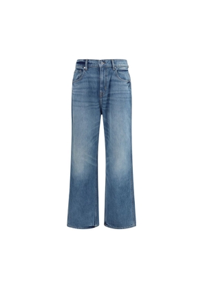 7FOR Blue Cotton Relaxed Fit Jeans - W30