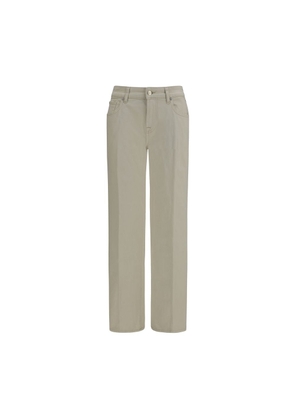 7FOR Beige Cotton Straight-Leg Jeans - W24