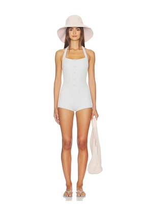 DEVON WINDSOR Kiana Romper in Baby Blue. Size S. Also in XS, M, L, XL.
