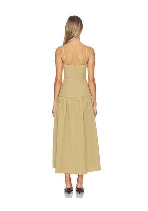 ALL THE WAYS Callista Midi Dress in Brown. Size XXS. Also in XS, S, M, L, XL.