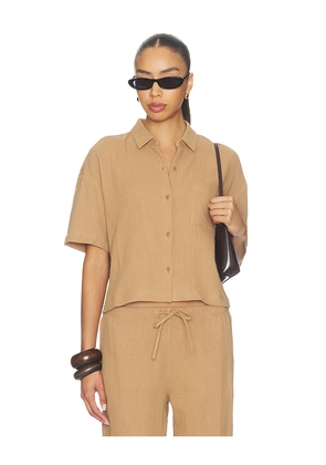 Barefoot Dreams Button Up Shirt in Tan. Size S. Also in XS, M, L, XL.