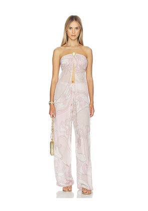 Cin Cin Coral Moonstone Drape Top in Pink. Size XS. Also in S, M, L, XL.