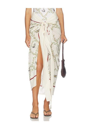 Agua by Agua Bendita Lavanda Midi Skirt in White.