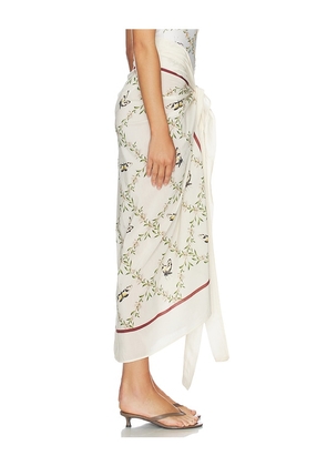 Agua by Agua Bendita Lavanda Midi Skirt in White.