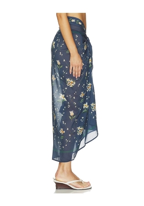 Agua by Agua Bendita Lavanda Pareo Midi Skirt in Blue.