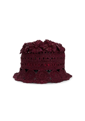 AKNVAS Cass Rafia Floral Bucket in Burgundy.