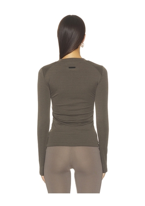 Fear of God ESSENTIALS Fitted Longsleeve Tee in Brown. Size XS. Also in S, M, L, XL.