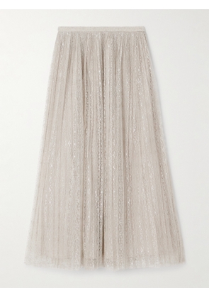 Ulla Johnson - Maren Pleated Metallic Lace Midi Skirt - Gray - US2,US4,US6,US8,US12