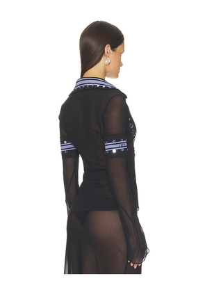 OFF-WHITE Geo Mirror Rib Color Block Shirt in Black. Size 36. Also in 38, 40, 42.