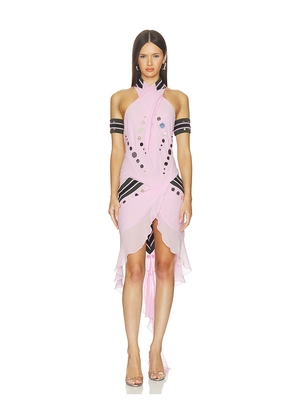 OFF-WHITE Geo Mirror Rib Dress in Pink. Size 36. Also in 40, 42.