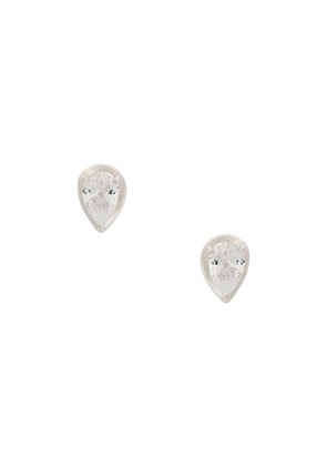 Mazin Jewels Center Stage Studs in Metallic Silver.
