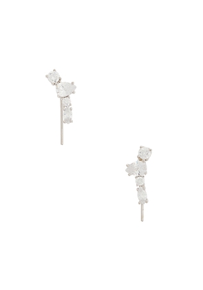 Mazin Jewels Luna Earrings in Metallic Silver.