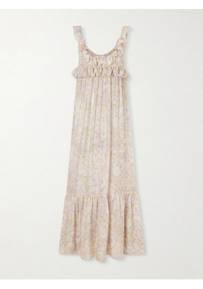 Chloé - Ruffled Tiered Floral-print Silk-charmeuse Maxi Dress - Purple - FR 34,FR 36,FR 38,FR 40,FR 42