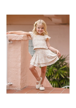 Rylee + Cru Tiered Mini Skirt in Cream. Size 2/3. Also in 4/5, 6/7.