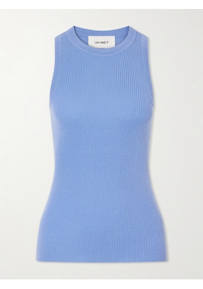 LISA YANG - Amya Ribbed Cotton And Cashmere-blend Tank Top - Blue - 0,1,2