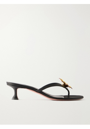 Amina Muaddi - Vittoria 45 Satin Thong Sandals - Black - IT36,IT36.5,IT37,IT37.5,IT38,IT38.5,IT39,IT39.5,IT40,IT40.5,IT41,IT41.5,IT42