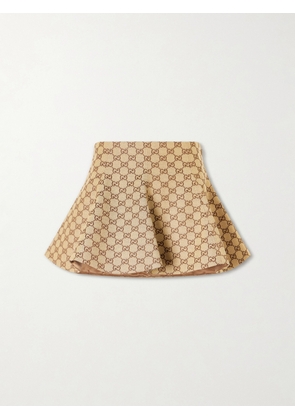 Gucci - Logo-jacquard Cotton-blend Mini Skirt - Neutrals - IT38,IT40,IT42,IT44