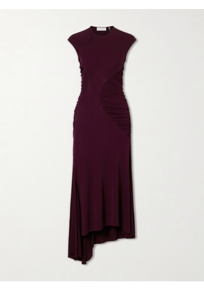 Victoria Beckham - Gathered Jersey Midi Dress - Burgundy - UK 4,UK 6,UK 8,UK 10,UK 12,UK 14,UK 16