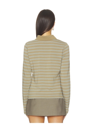 SAMSOE SAMSOE Sadonell Long Sleeve Polo in Brown. Size XXS. Also in XS, S, M, L.